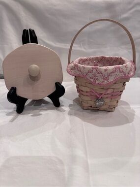 Longaberger Pink-Trim Floral Lined Woven Basket